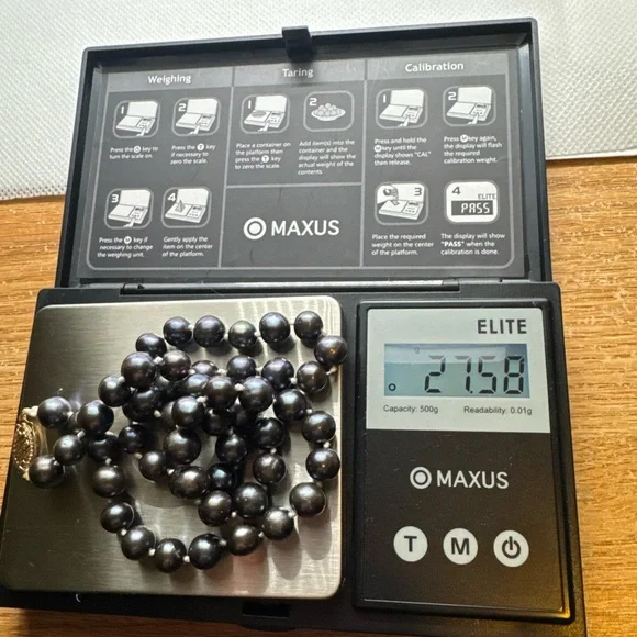 Vintage Tahitian Peacock Rainbow Black Pearl Necklace 14K Gold CLASP 18” - Picture 14 of 14